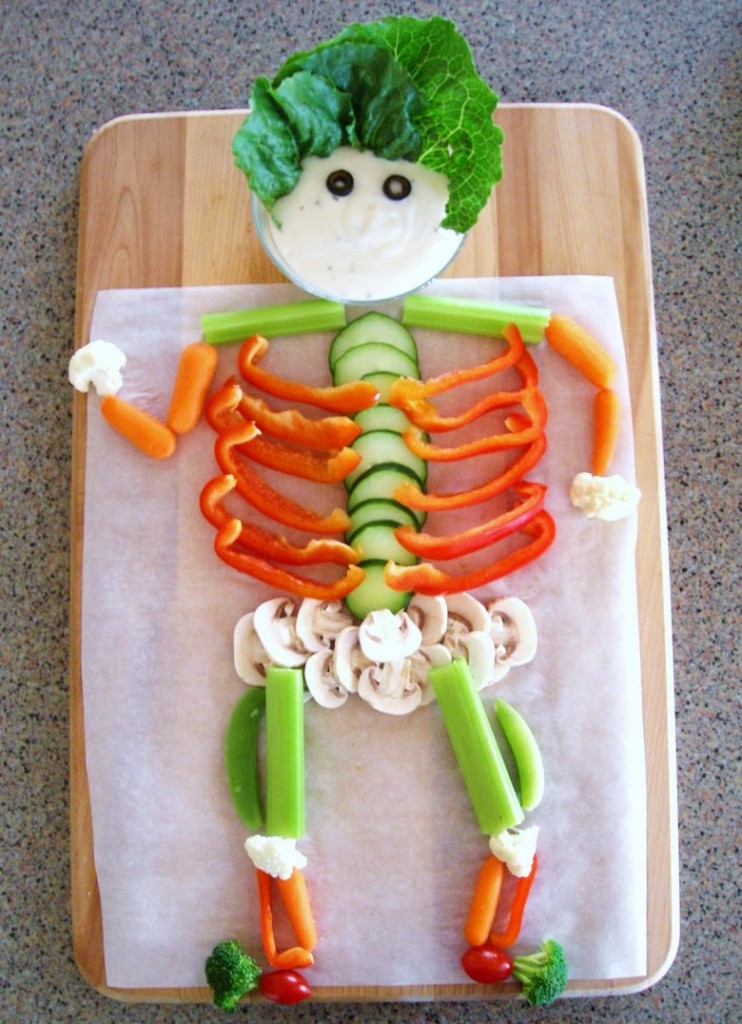 Veggie skeleton halloween idea